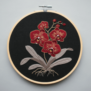 close-up-embroideryed-picture-flower