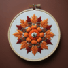 close-up-embroideryed-pumpkin-leaves-hoop
