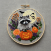 close-up-embroideryed-raccoon-pumpkin-bats
