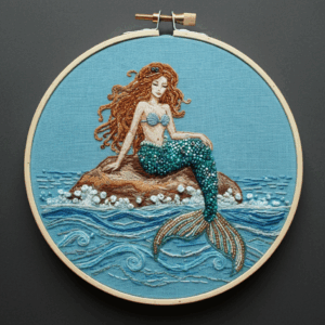 close-up-mermaid-sitting-rock-water
