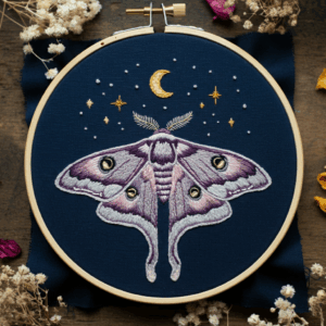 close-up-moth-blue-cloth-flowers