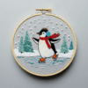 close-up-penguin-skateboard-snowy-landscape