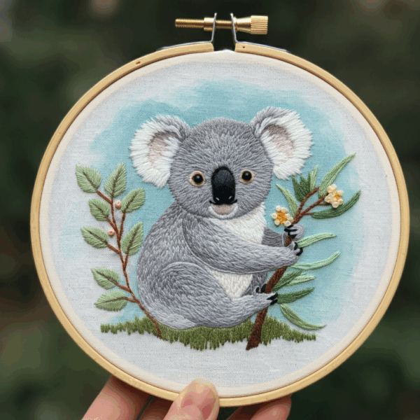 close-up-person-holding-embroideryed-koala-hoop