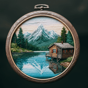 close-up-picture-painting-cabin-lake