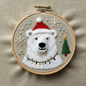 close-up-polar-bear-santa-hat