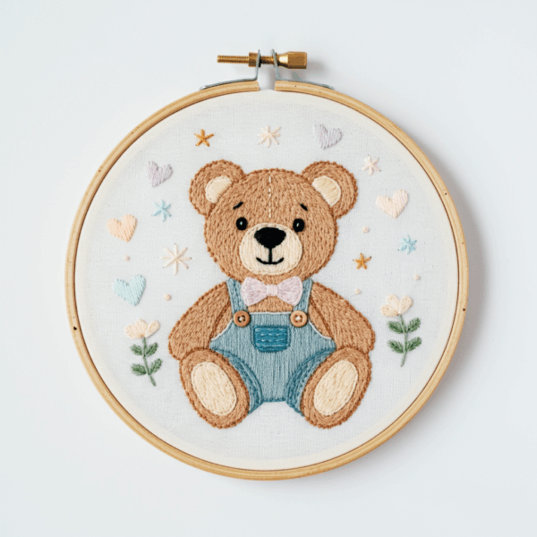 close-up-teddy-bear-cross-stitched-frame