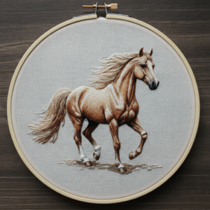 araffe-running-horse-field-grass-wooden-surface