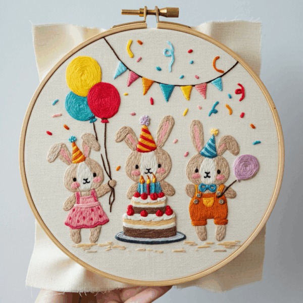 arafed-embroidery-group-bunnies-balloons-cake
