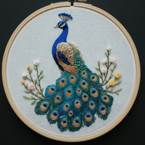 arafed-embroidery-peacock-flowers-leaves