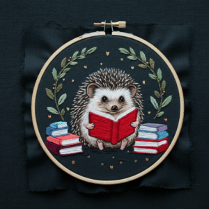 arafed-hedge-reading-book-while-surrounded-by-books