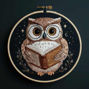 arafed-owl-glasses-reading-book-hoop