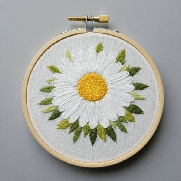 close-up-white-flower-embroidered-wooden-hoop