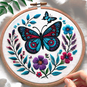 embroidery-butterfly-colorful-flowers-leaves-hoop