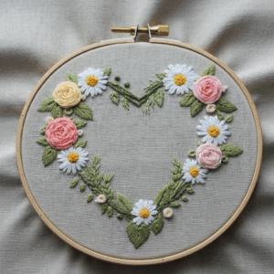 embroidery-heart-flowers-leaves-gray-background