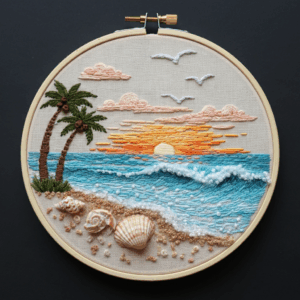 embroidery-beach-scene-palm-tree-sunset