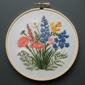 embroidery-bouquet-flowers-hanging-wall