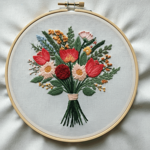 embroidery-bouquet-flowers-white-cloth