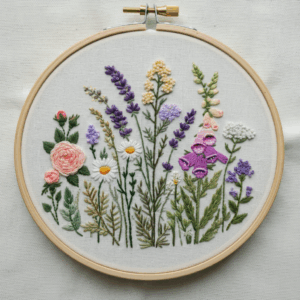 embroidery-bunch-flowers-white-cloth-2