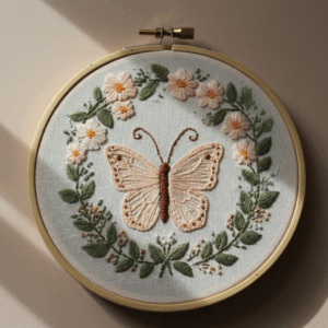 embroidery-butterfly-flowers-leaves-hoop
