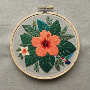 embroidery-hibise-flower-humming-2