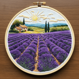 embroidery-lavender-field-house-sun-background