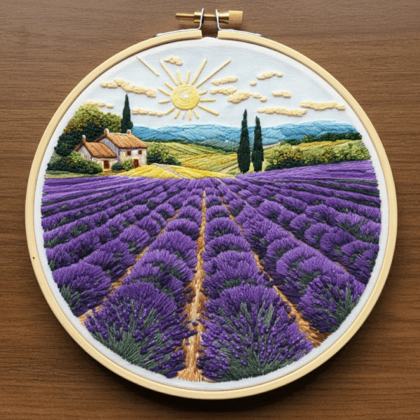 embroidery-lavender-field-house-sun-background