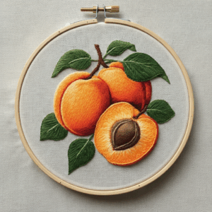 embroidery-peach-leaves-piece-fruit
