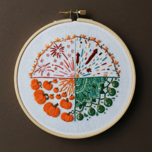 embroidery-picture-firework-green-orange-theme