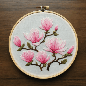 embroidery-pink-flower-white-background