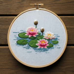 embroidery-pink-waterlily-lily-flower-hoop