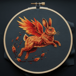 embroidery-rabbit-red-tail-orange-tail