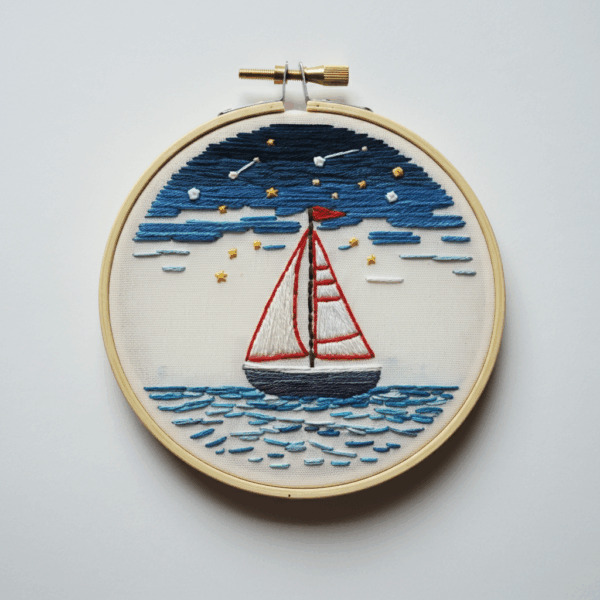 embroidery-sailboat-ocean-star-filled-sky