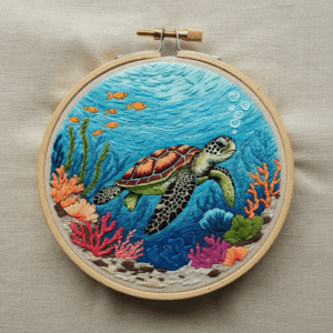 embroidery-sea-turtle-swimming-ocean-corals-3