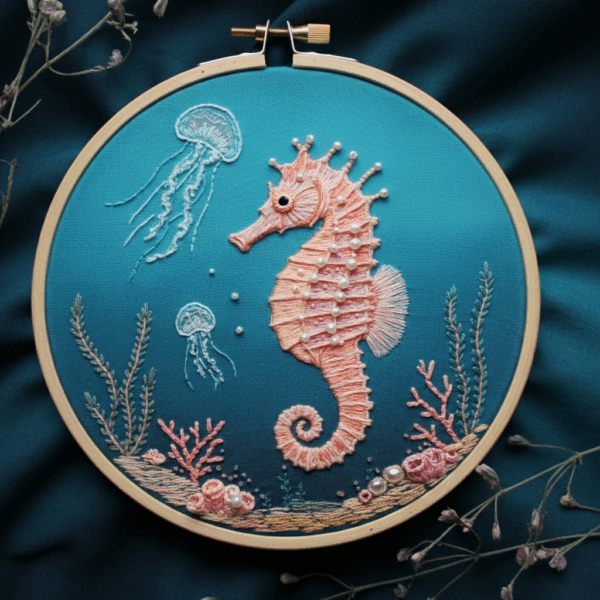 embroidery-seahorse-jellyfish-blue-background