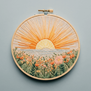 embroidery-sun-setting-over-field-flowers