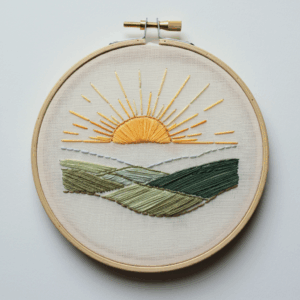embroidery-sun-setting-over-green-field-white-background