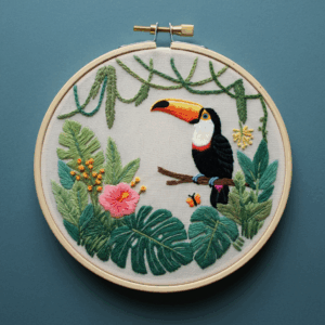 embroidery-toucao-bird-tropical-leaves-flowers