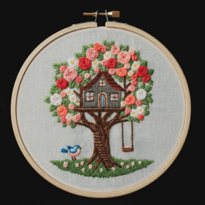 embroidery-tree-house-swing-flowers-2