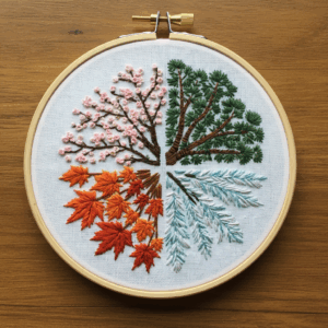 embroidery-tree-four-branches-leaves-hoop