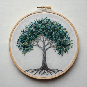 embroidery-tree-green-leaves-blue-leaves