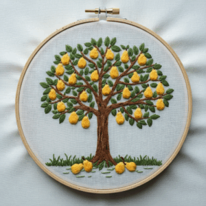 embroidery-tree-yellow-fruit-hanging-from