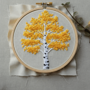 embroidery-tree-yellow-leaves-white-cloth
