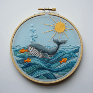 embroidery-whale-fish-ocean-sun