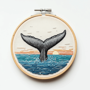 embroidery-whale-tail-ocean-sunset-background