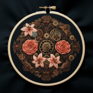 embroidery-clock-flowers-black-background