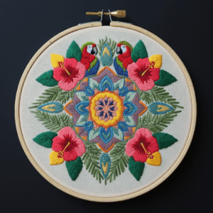 embroidery-colorful-flower-design-hoop-hanging-wall