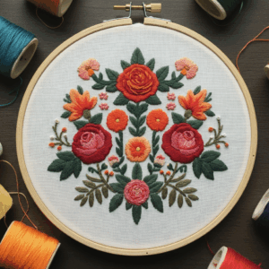 embroidery-floral-design-hoop-spools-thread