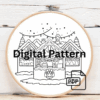 close-up-cross-stitched-picture-house-christmas-tree