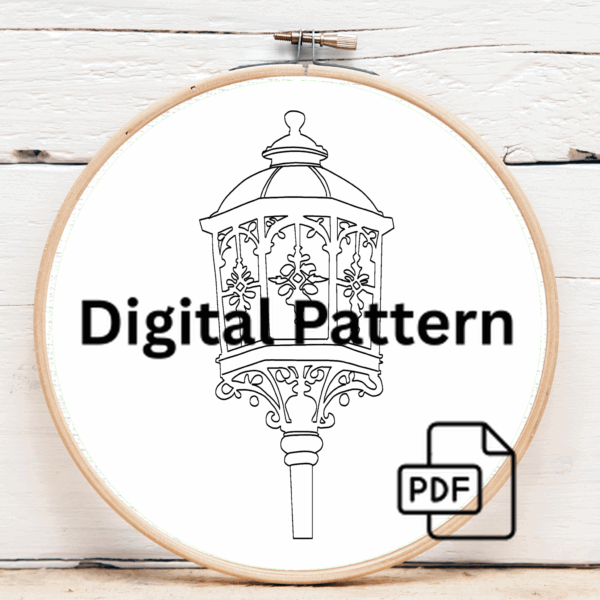 close-up-cross-stitched-picture-lamp-post