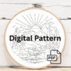 close-up-cross-stitched-picture-mountain-scene